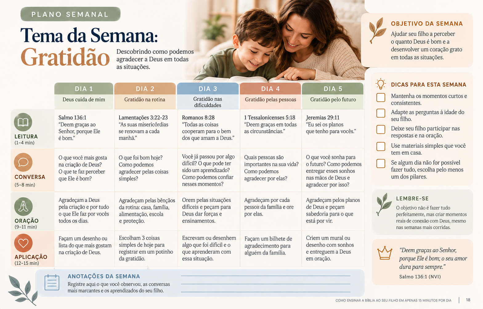 Página do material Tema da Semana: Gratidão