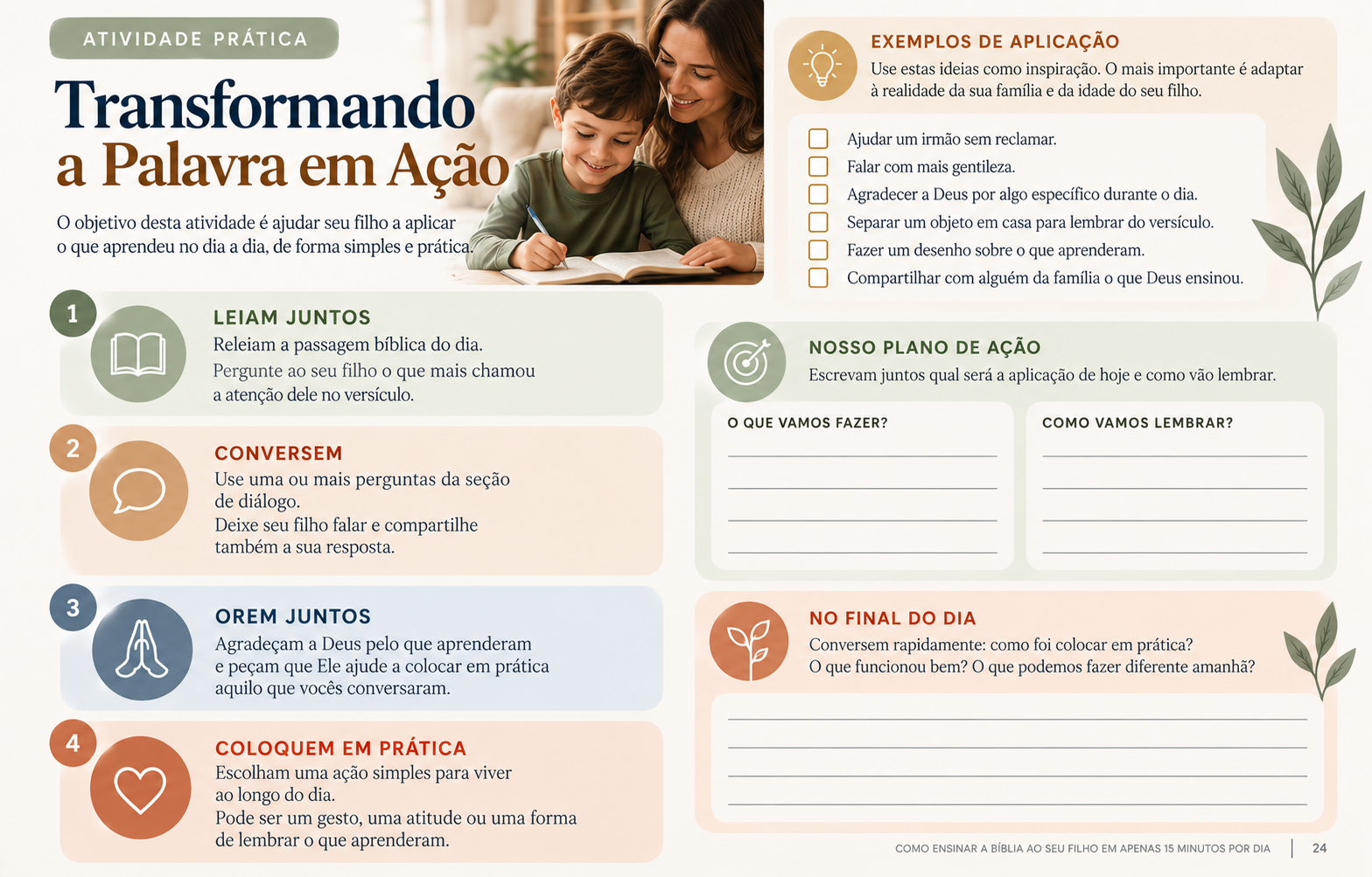 Página do material Transformando a Palavra em Ação